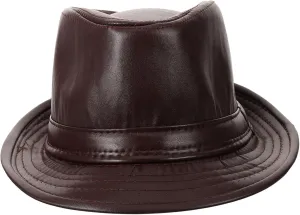 Men Vintage Jazz Hat Retro Pu Fedora for Middle-Aged Elderly Stylish Outdoor Leisure Accessory for Formal Occasions Coffee