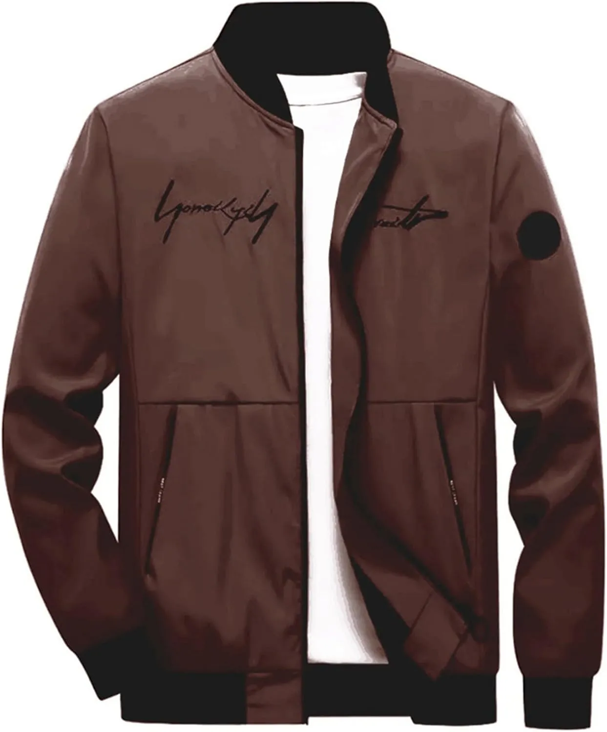 Men's Bomber Jacket Lightweight Casual Softshell Flight Jacket Slim Fit Varsity Jacket Zip Up Windbreaker with Pocket