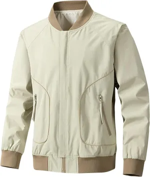 Men's Bomber Jacket Lightweight Casual Softshell Flight Jacket Slim Fit Varsity Jacket Zip Up Windbreaker with Pocket