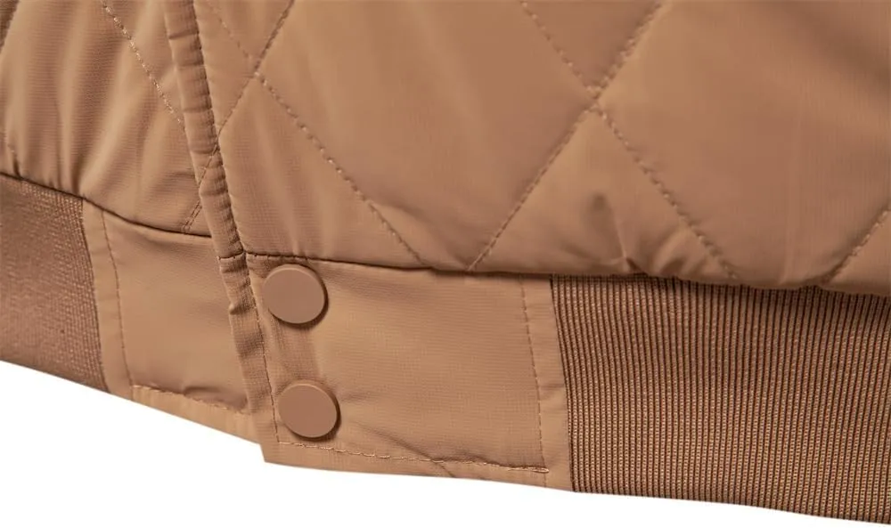 Mens Bomber Jackets Diamond Quilted Puffer Jacket Fall Winter Warm Padded Coats Rib Varsity Lightweight Coat Pockets