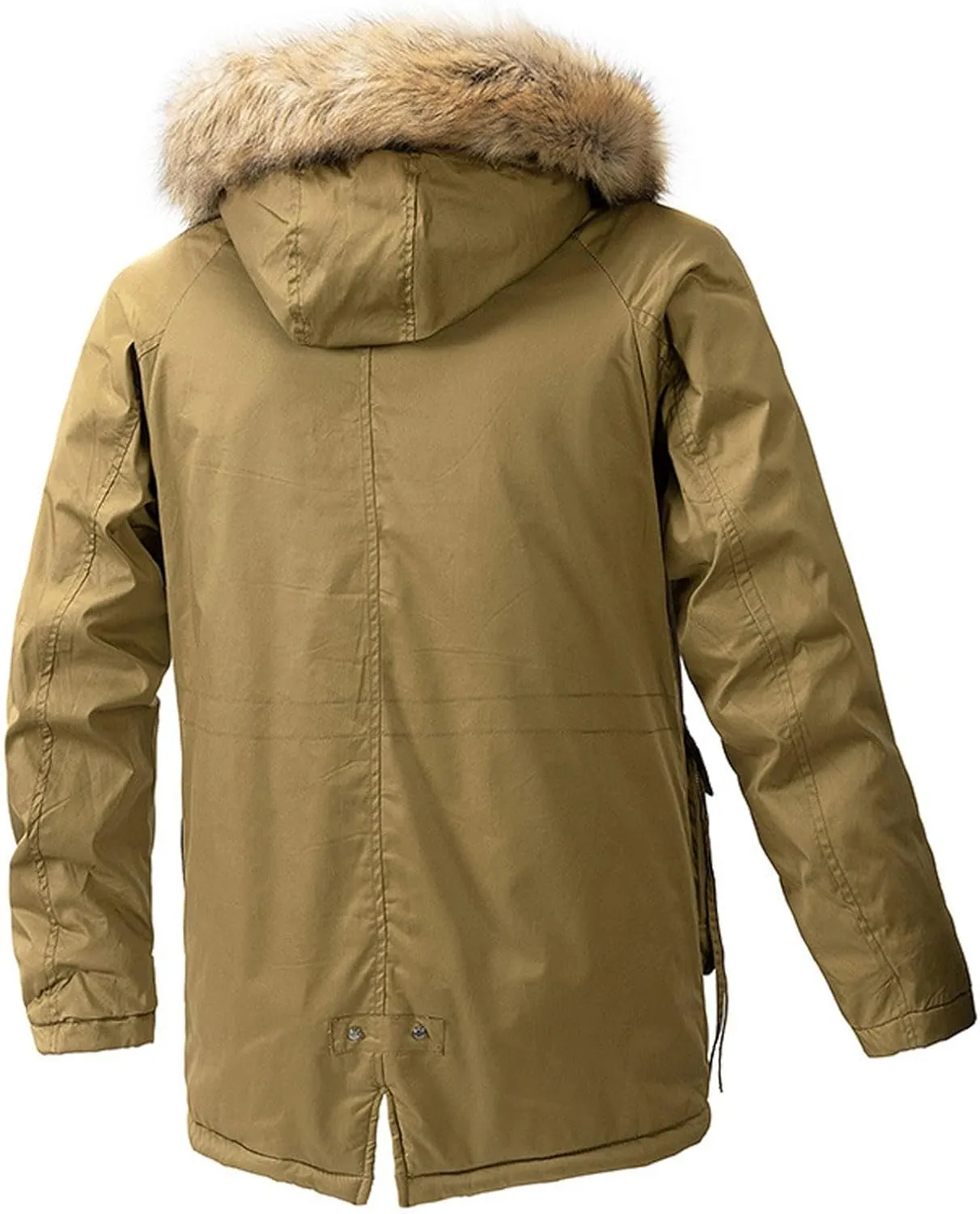 Men's Cargo Jacket 2024 Winter Warm Coats Fleece Lined Jackets with Removable Hood Ski Snow Mountain Windproof Overcoat