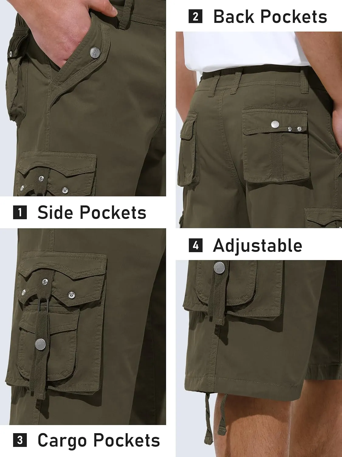 Mens Cargo Shorts Casual Shorts Hiking Shorts Below Knee Relaxed Fit Multi Pockets Running Joggers Outdoor Mens Shorts