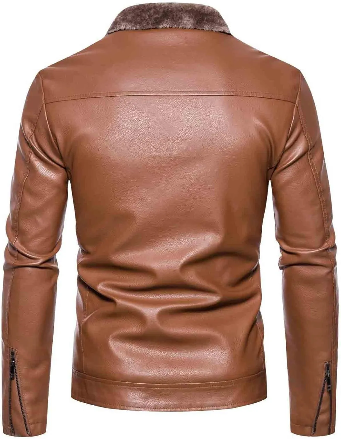 Mens Leather Jacket Fleece Lined Motorcycle Jacket Stand Collar Moto Jacket Vintage Faux Leather Jacket Warm Coats