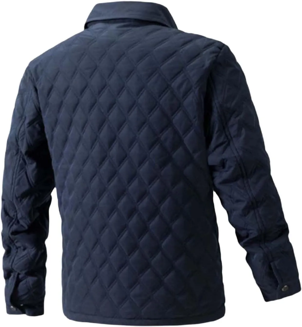 Men's Quilted Shirt Jackets Casual Long Sleeve Snap Button Down Shirts Diamond Quilted Shirt Jacket for Men Pockets