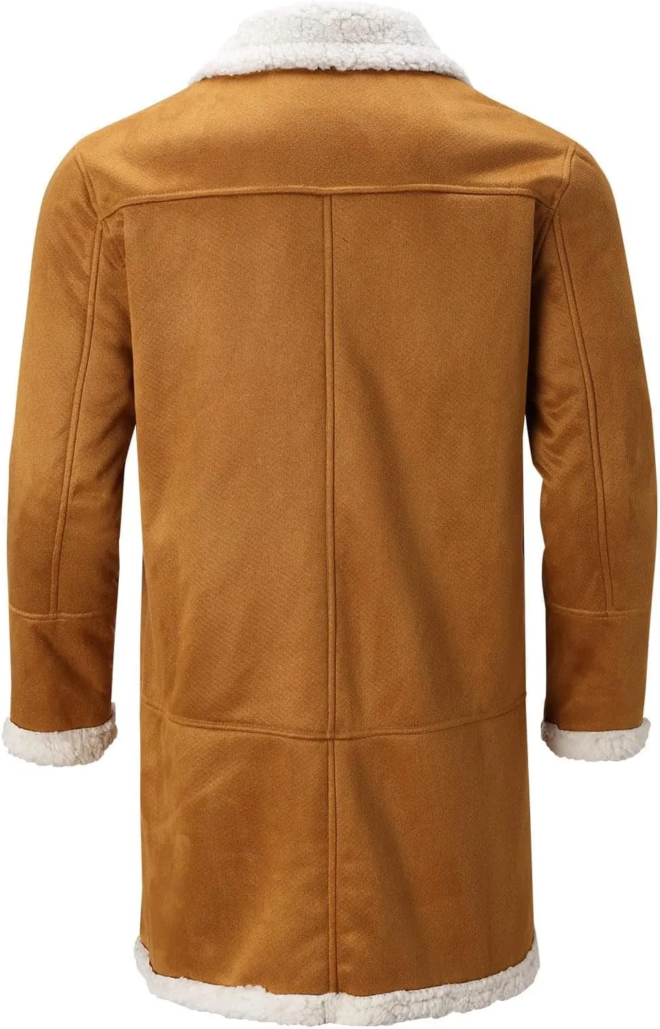 Mens Sherpa Fur Coat Fleece Lined Leather Jacket Faux Sheepskin Jacket Men Winter Medium and Long Fuzzy Coat Sweaters