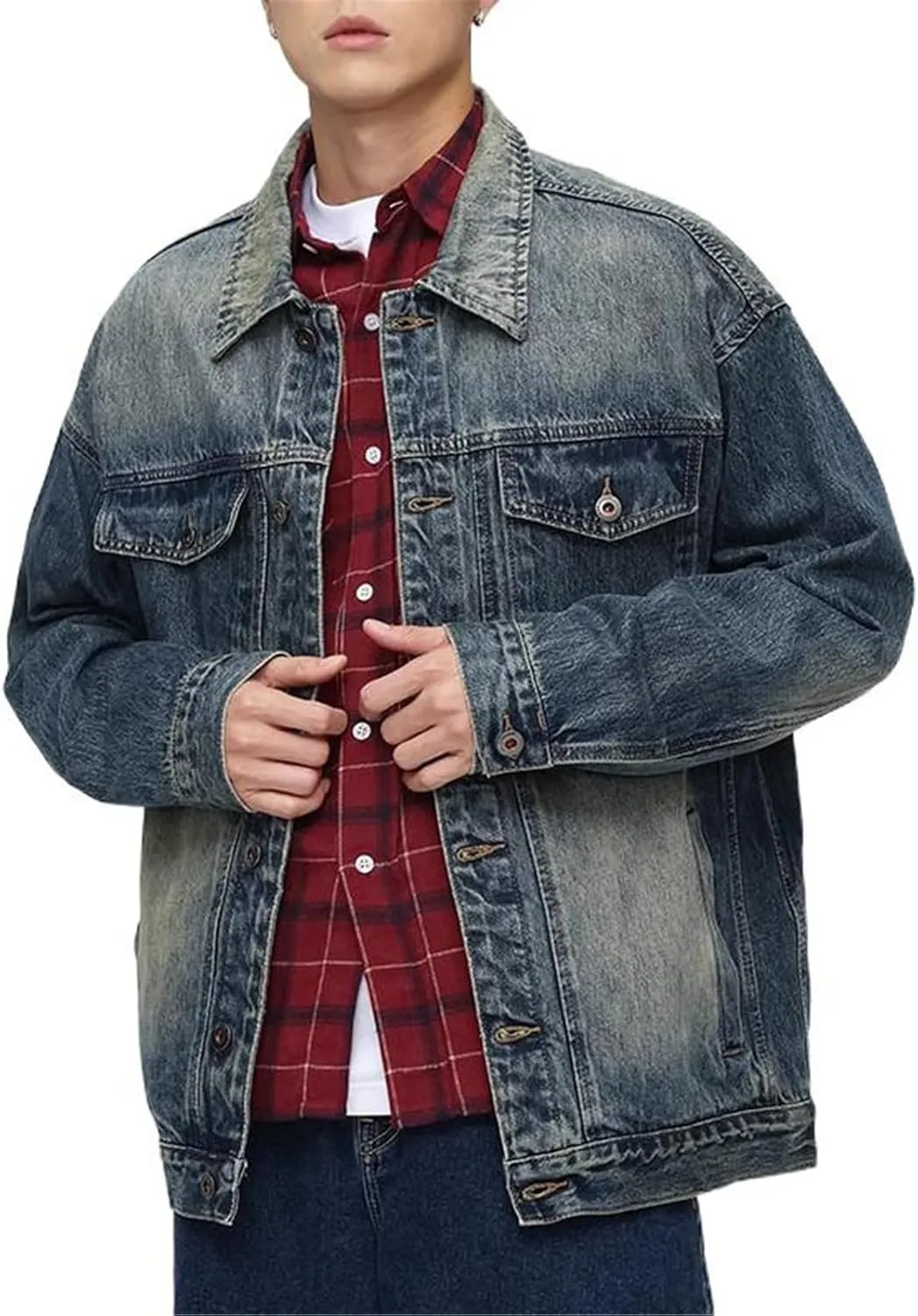 Men's Spring Autumn Loose American Casual Denim Jacket