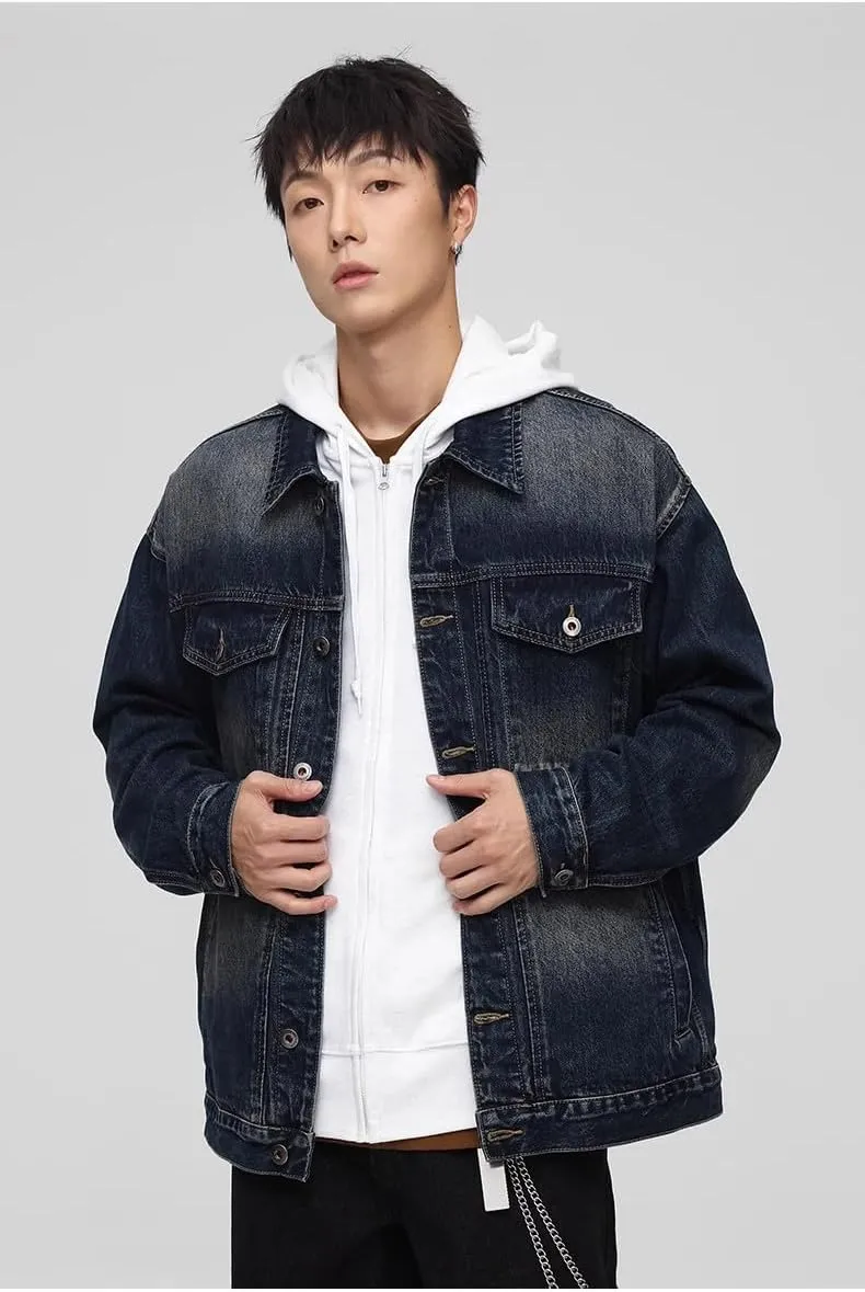 Men's Spring Autumn Loose American Casual Denim Jacket