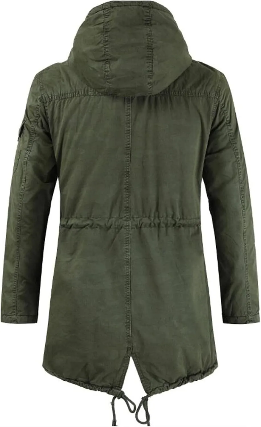 Men's Spring Military Full-Zip Removable Hooded Cotton Mid-Long Parka Jacket Coat Lightweight Cargo Outerwear