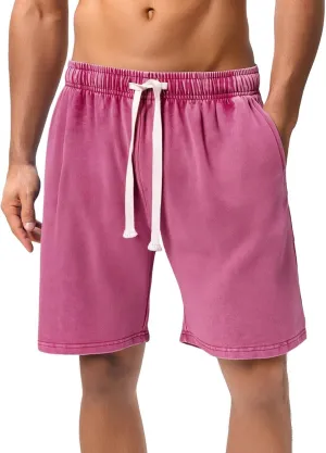 Men's Vintage Cotton Shorts Waist Drawstring Shorts with Pockets Casual Shorts