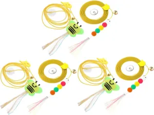 Milisten 6Pcs Interactive Cat Retractable Door Hanging Bee Caterpillar Teaser for Indoor Cats Elastic Design for Jumping Swinging Play Strengthen Bonding with Pets