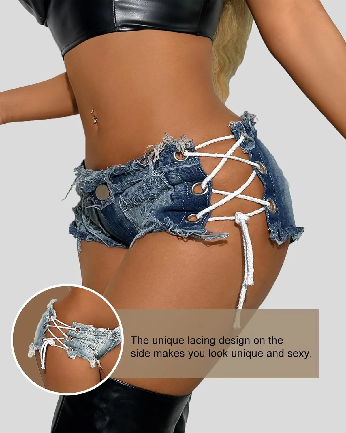 Mini Jean Shorts Cut Off Sexy Jean Shorts Micro Shorts Sexy Short Shorts for Women Lingerie Denim Shorts Hot Pants