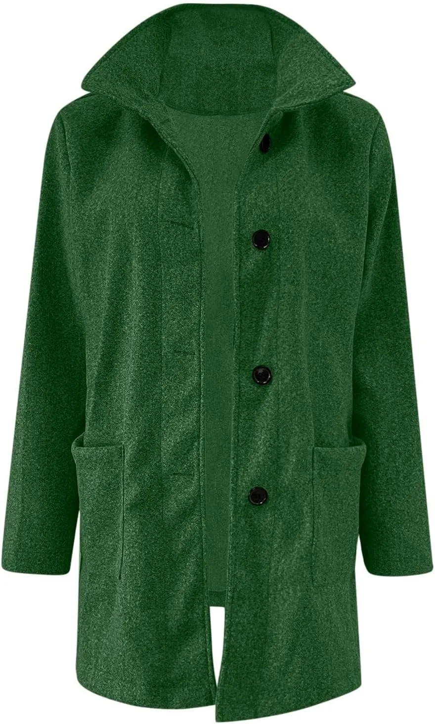 Mmoneyake Long Pea Coats for Women Fall Winter Wool Coats Casual Thicken Stand Collar Single Breasted Peacoat Blazer Jacket