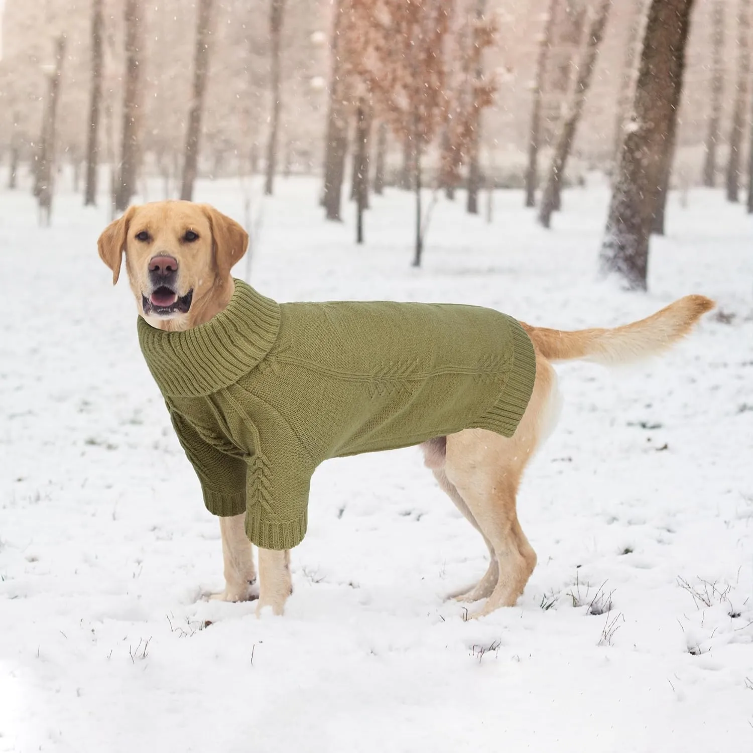 NACOCO Dog Knitted Sweater - Pet Classic Sweatshirt Cat Clothes Soft Thickening Winter Warm Knitwear Outfits Apparel for Small Medium Large Dog (Green, S)