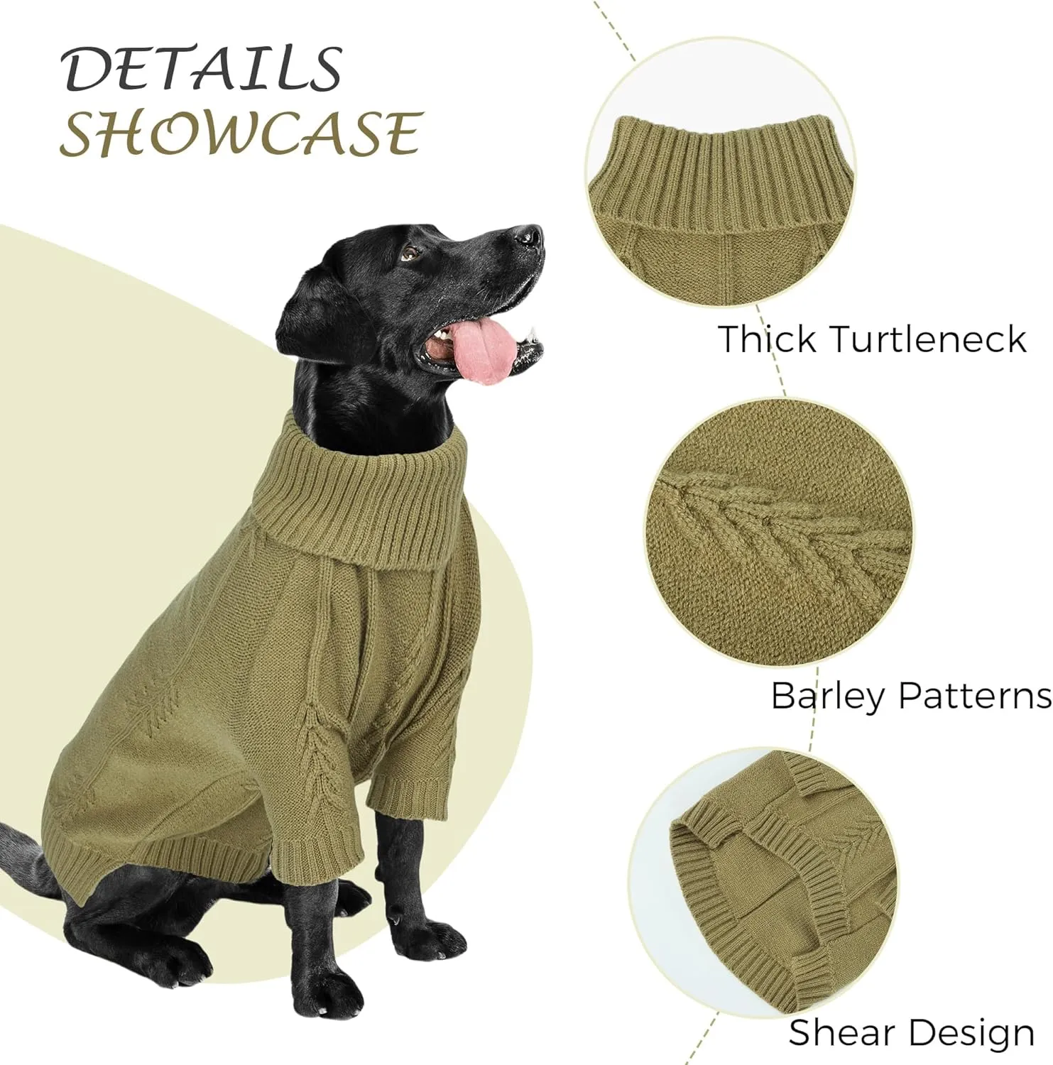 NACOCO Dog Knitted Sweater - Pet Classic Sweatshirt Cat Clothes Soft Thickening Winter Warm Knitwear Outfits Apparel for Small Medium Large Dog (Green, S)