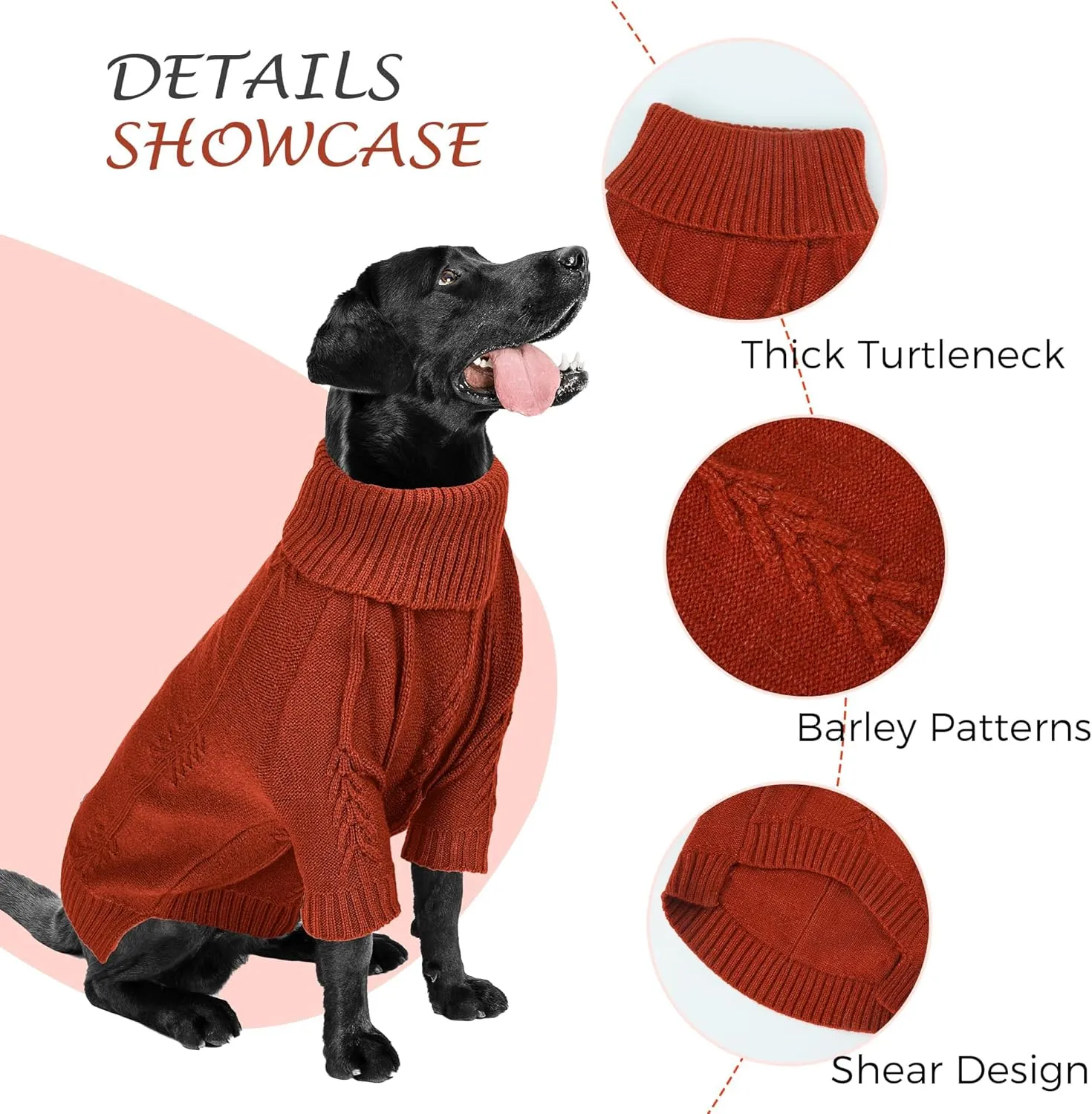 NACOCO Dog Knitted Sweater - Pet Classic Sweatshirt Cat Clothes Soft Thickening Winter Warm Knitwear Outfits Apparel for Small Medium Large Dog (Red, S)