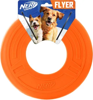 Nerf Dog Atomic Flyer Outdoor Dog Toy, 10 Inch Flying Disc Dog Fetch Toy, Rubber Dog Toy for Medium Dogs and Large Dogs, Orange
