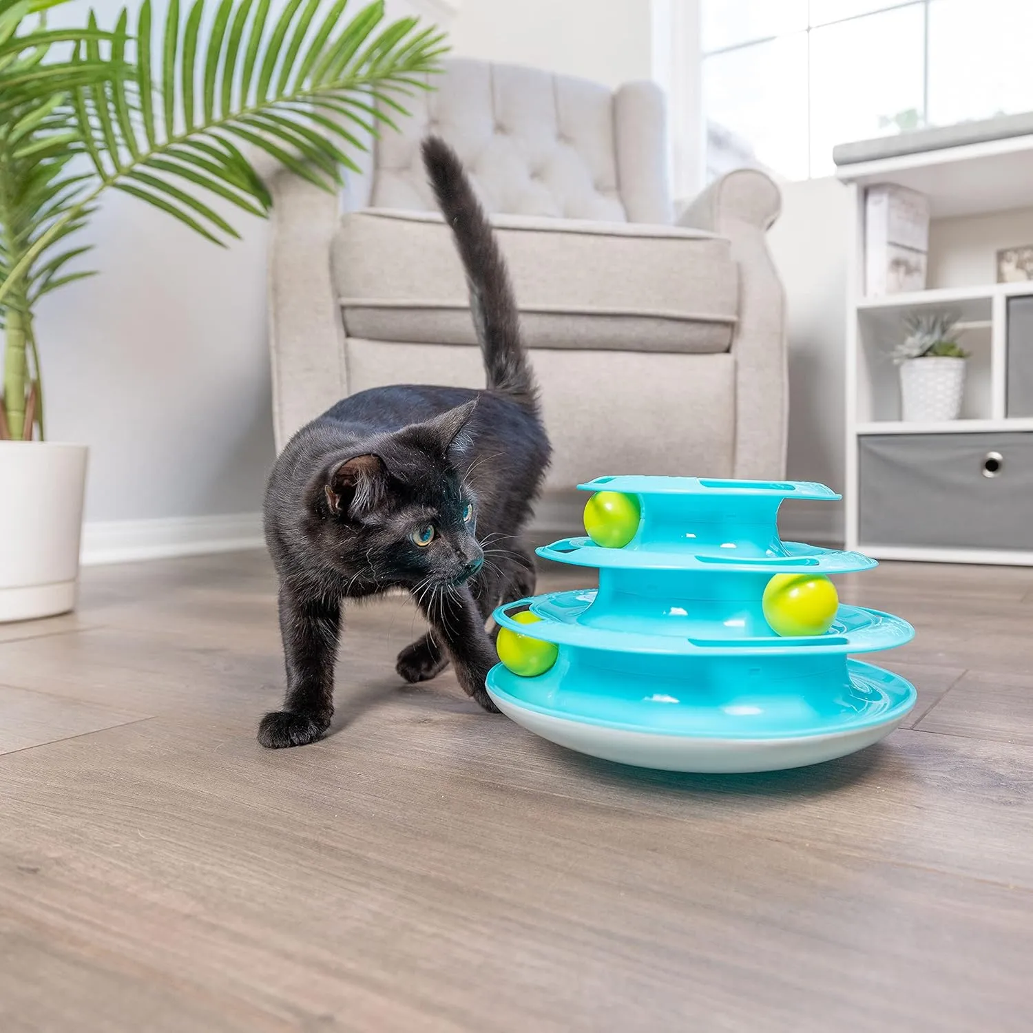 Our Pets Wobble Triple Chase Ball Track Interactive Cat Toy for Indoor Cats with Catnip (Cat Toys; Kitten Toys for Hunting and Chasing w/Rattling; Rolling Balls)