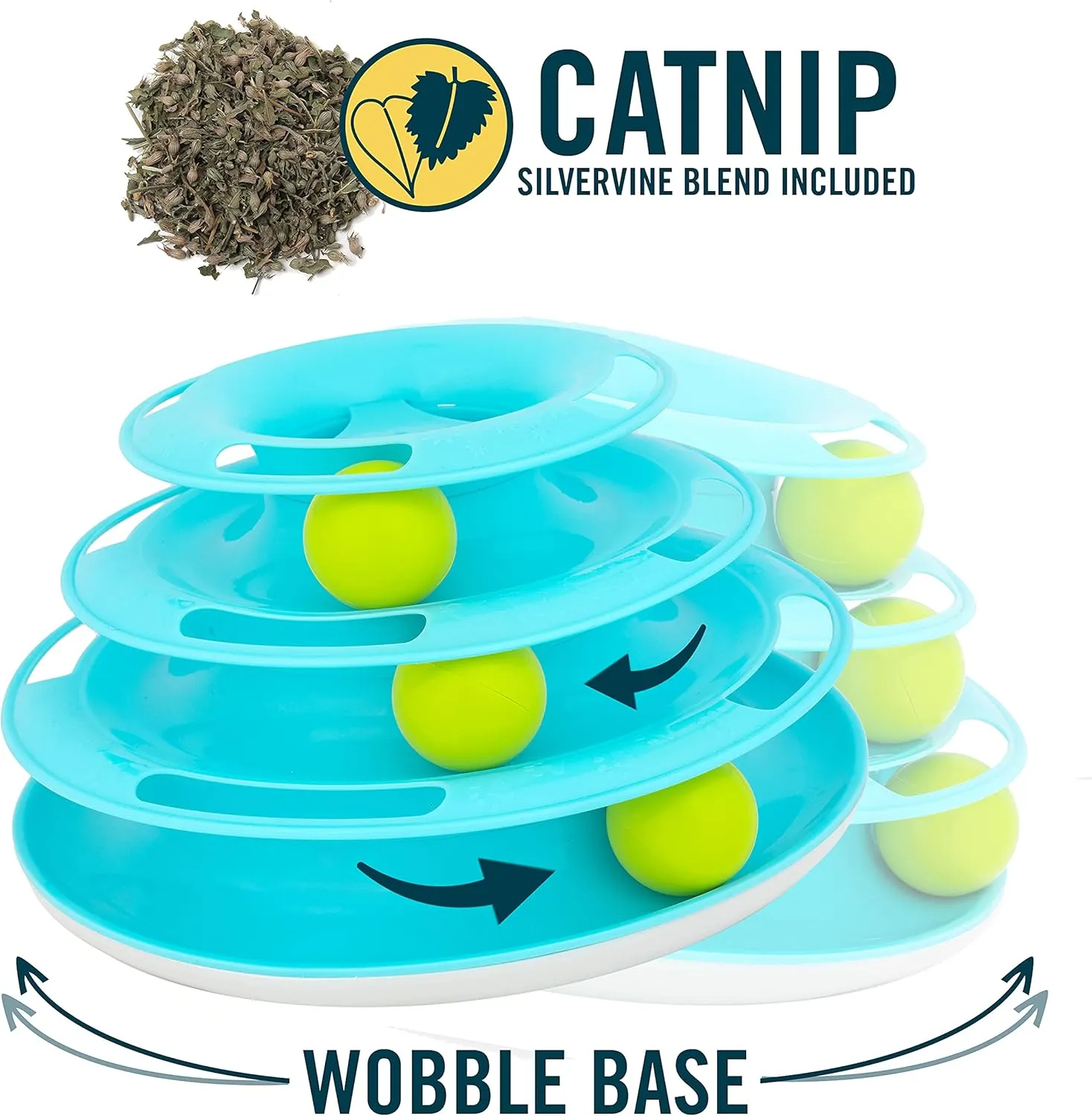 Our Pets Wobble Triple Chase Ball Track Interactive Cat Toy for Indoor Cats with Catnip (Cat Toys; Kitten Toys for Hunting and Chasing w/Rattling; Rolling Balls)
