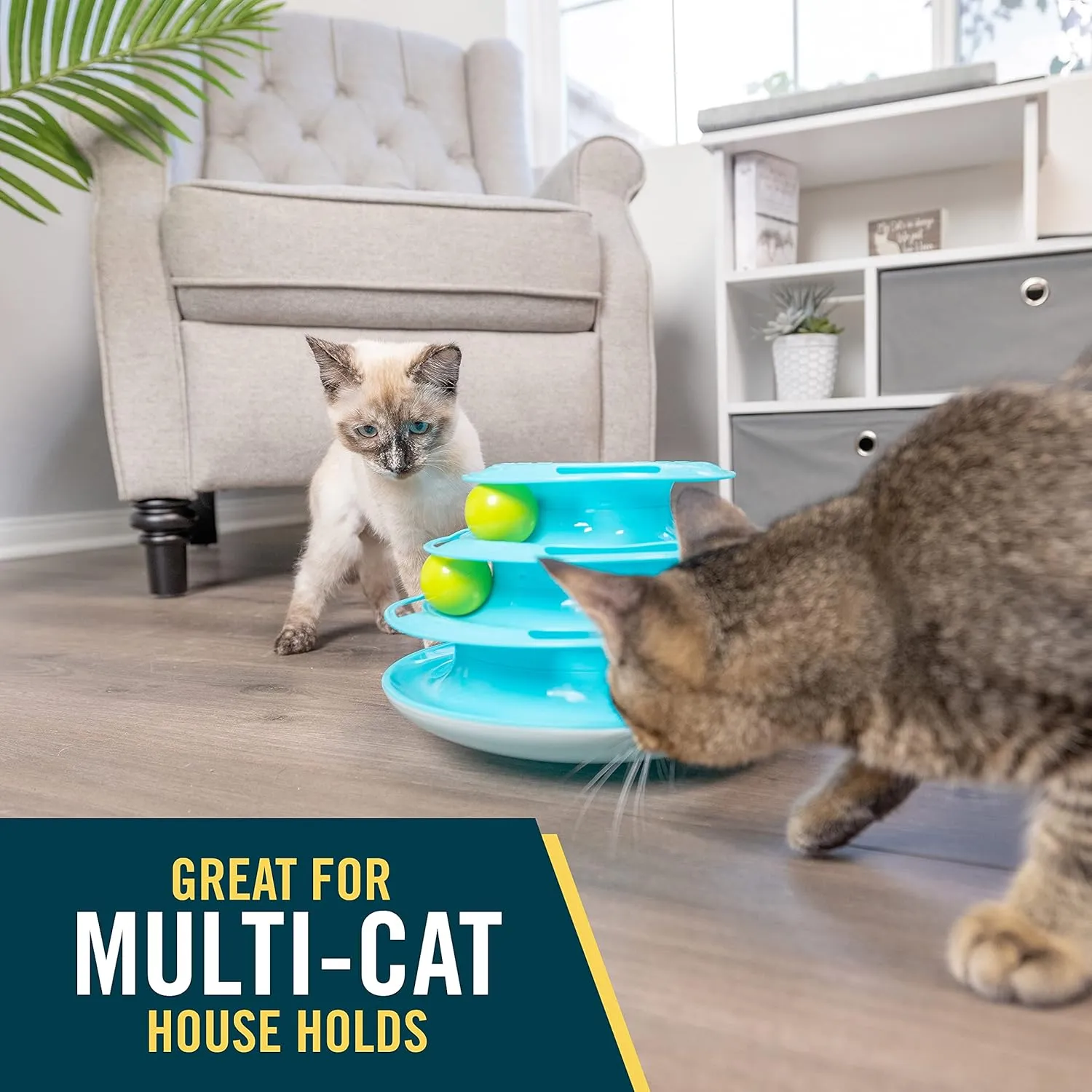 Our Pets Wobble Triple Chase Ball Track Interactive Cat Toy for Indoor Cats with Catnip (Cat Toys; Kitten Toys for Hunting and Chasing w/Rattling; Rolling Balls)
