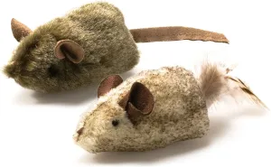 OurPet's Play-N-Squeak Twice the Mice Cat Toy, 2pc (Interactive Catnip Toy, Real Mouse Electronic Sound)