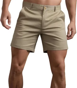 Oymyakon Men's Chino Shorts 6 Inch Slim Fit Shorts Cotton Stretch Casual Shorts Summer Flat Front Shorts