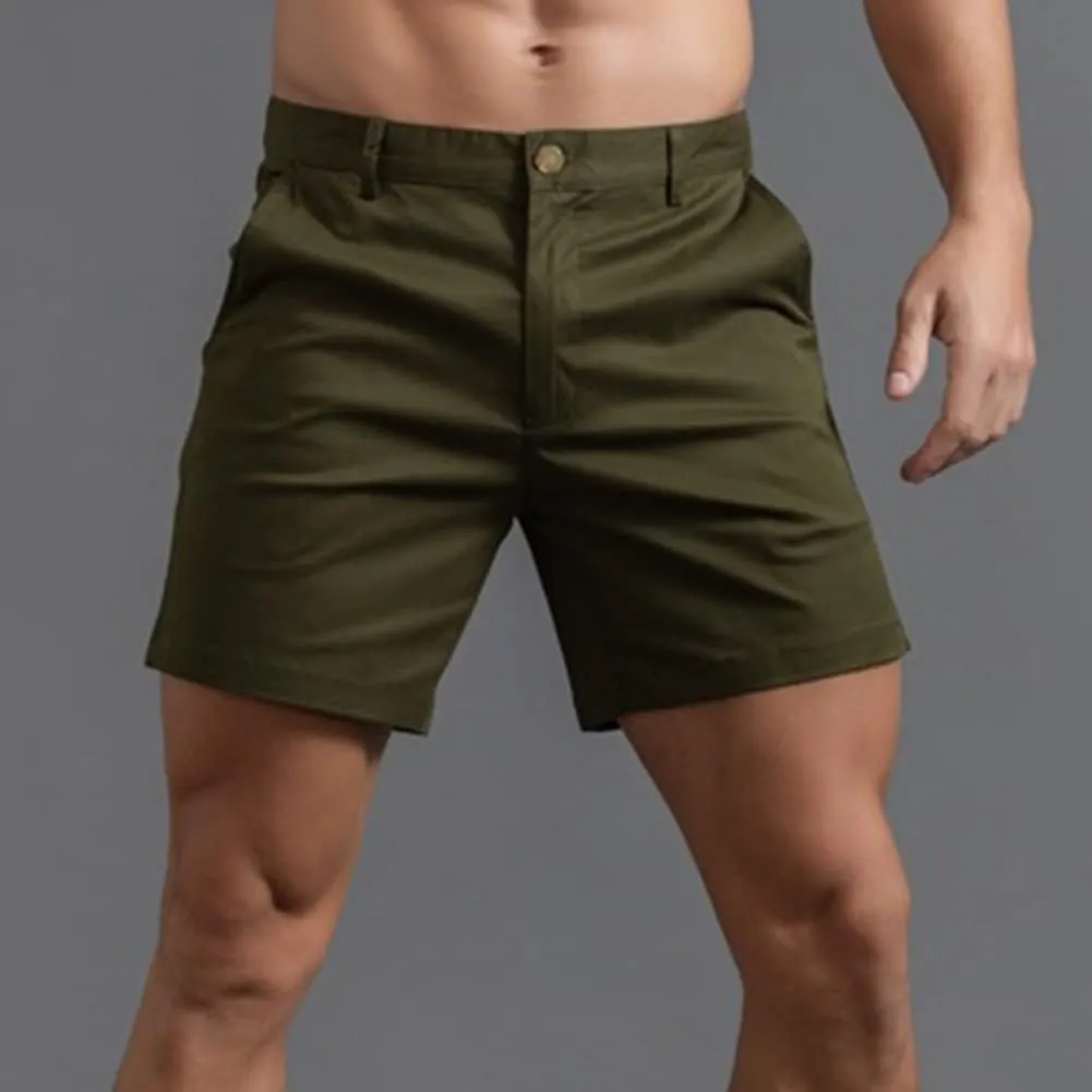 Oymyakon Men's Chino Shorts 6 Inch Slim Fit Shorts Cotton Stretch Casual Shorts Summer Flat Front Shorts