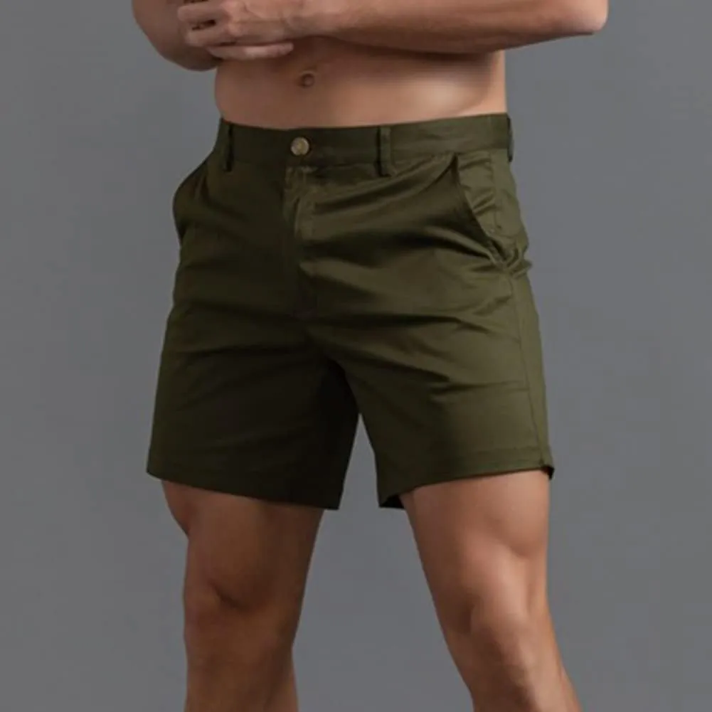 Oymyakon Men's Chino Shorts 6 Inch Slim Fit Shorts Cotton Stretch Casual Shorts Summer Flat Front Shorts