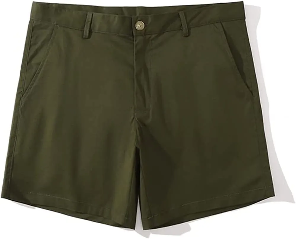 Oymyakon Men's Chino Shorts 6 Inch Slim Fit Shorts Cotton Stretch Casual Shorts Summer Flat Front Shorts