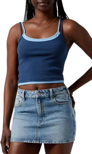 PacSun Women's Bella Stretch Medium Indigo Denim Mini Skirt - Multicolor