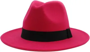 Panama Fedora Hats for Woman Man Classic Wide Brim Panama Hat Jazz Hat with Belt Buckle for Women Men Independence Day
