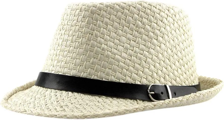 Panama Men Womens Classic Short Brim Straw Sun Hat Fedora Hat Roll Up Packable Beach Hats for Men Summer