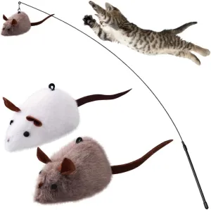 PAZ'S GIFT Cat Wand Toys, 3Piece Catnip Wiggle Sounding Toys, Soft and Durable, Interactive cat Kick Toy for Indoor Play Cats and mice