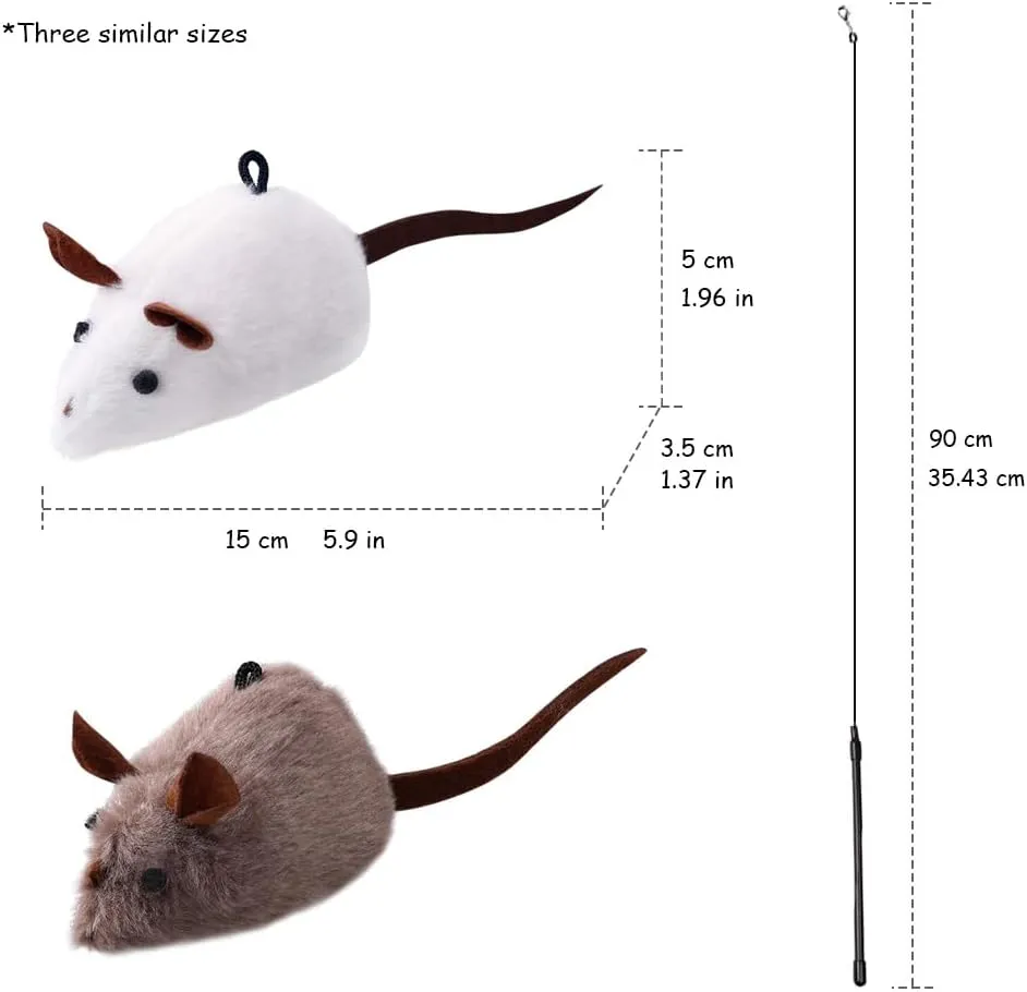 PAZ'S GIFT Cat Wand Toys, 3Piece Catnip Wiggle Sounding Toys, Soft and Durable, Interactive cat Kick Toy for Indoor Play Cats and mice