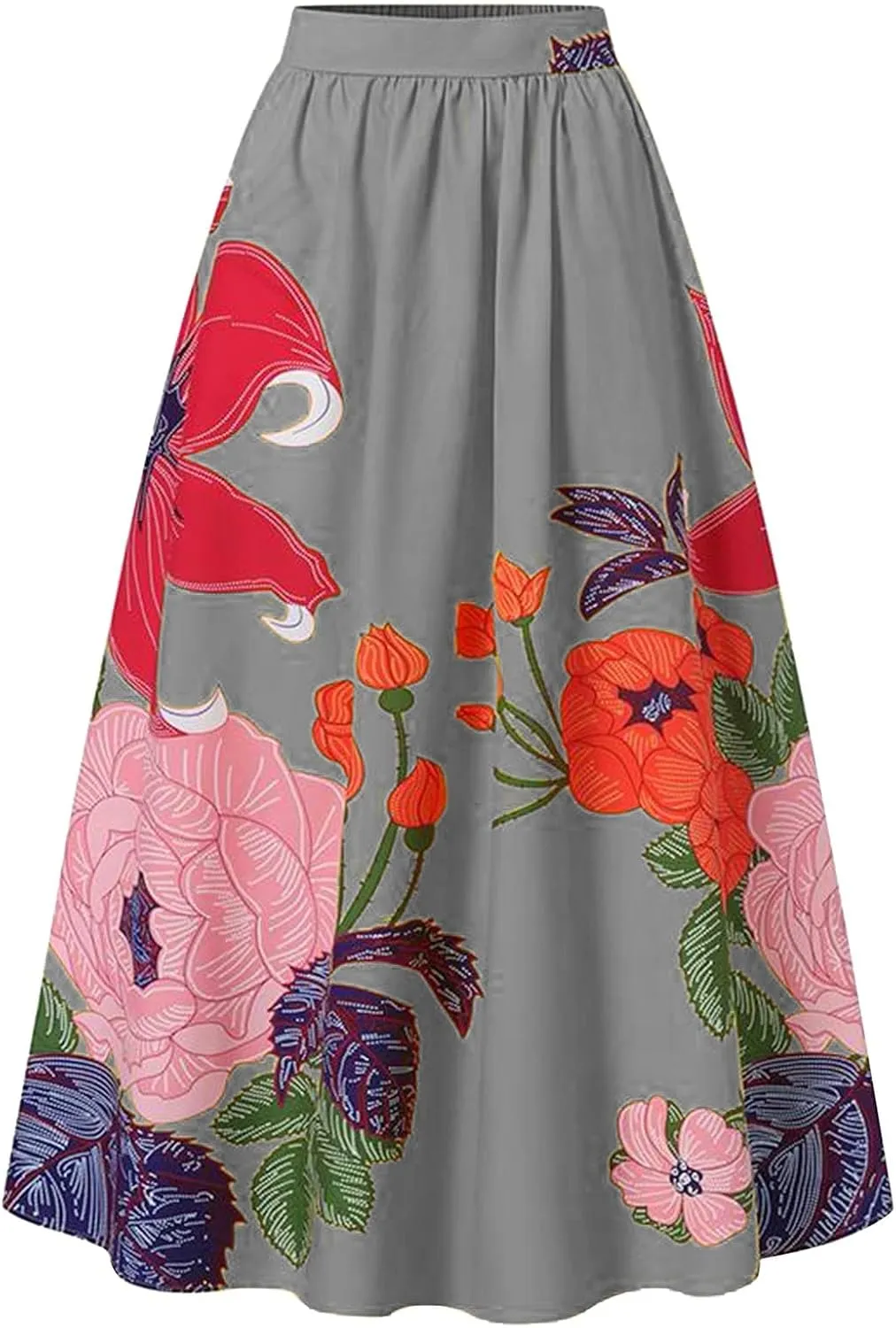 Pencil Skirt for Women Tummy Control High Waist Maxi Skirt Casual Loose Flowy Boho Party Long Women's Skirts with Pocket