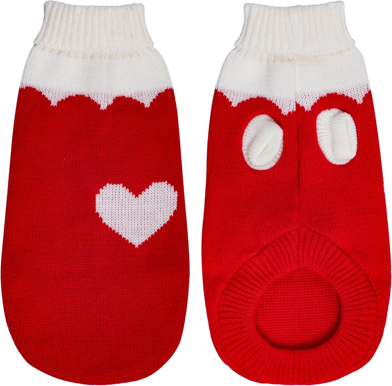 Pet Dog Knitted Sweaters Knitwear Turtleneck Pajamas Soft Winter Warm Puppy Valentine Clothing Christmas Clothes Heart Doggie Apparel for Cats Dogs (L)