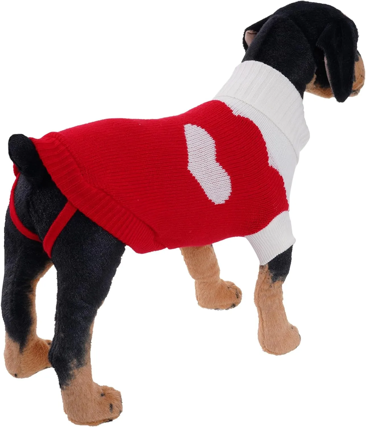 Pet Dog Knitted Sweaters Knitwear Turtleneck Pajamas Soft Winter Warm Puppy Valentine Clothing Christmas Clothes Heart Doggie Apparel for Cats Dogs (L)