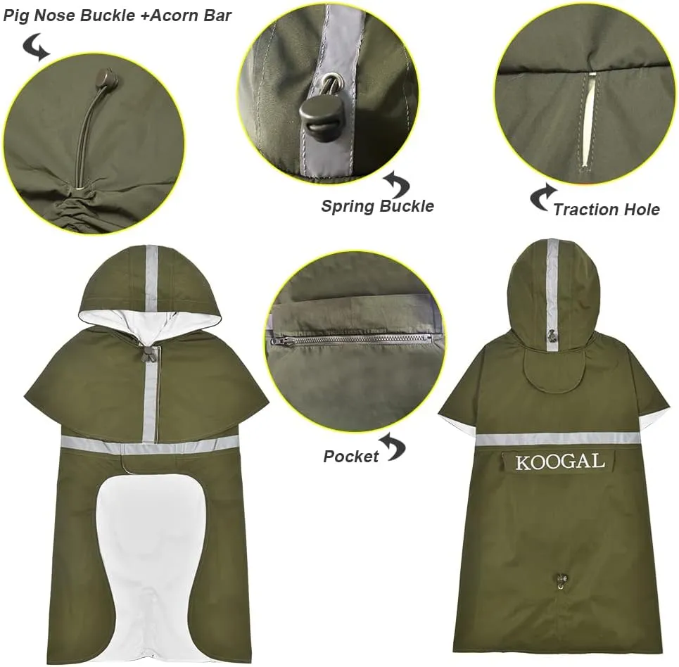Pet Large Dog Raincoat Apparel Poncho Waterproof for Medium Large Sized for Dog Raincoat Clothes Jacket (4XL, Green)