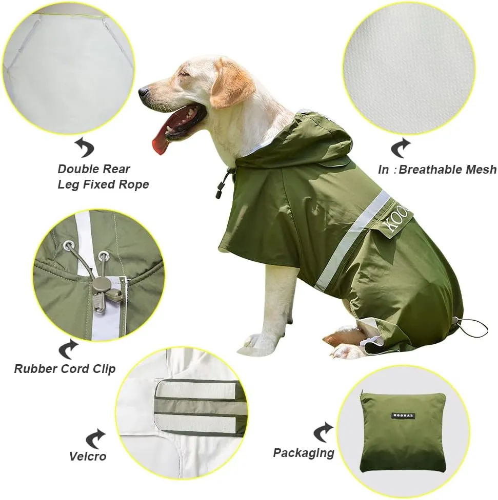 Pet Large Dog Raincoat Apparel Poncho Waterproof for Medium Large Sized for Dog Raincoat Clothes Jacket (4XL, Green)