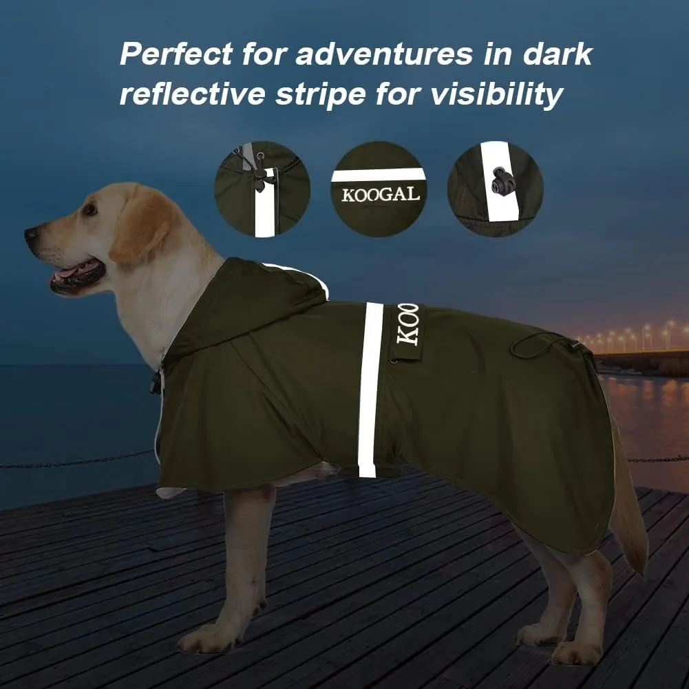 Pet Large Dog Raincoat Apparel Poncho Waterproof for Medium Large Sized for Dog Raincoat Clothes Jacket (4XL, Green)