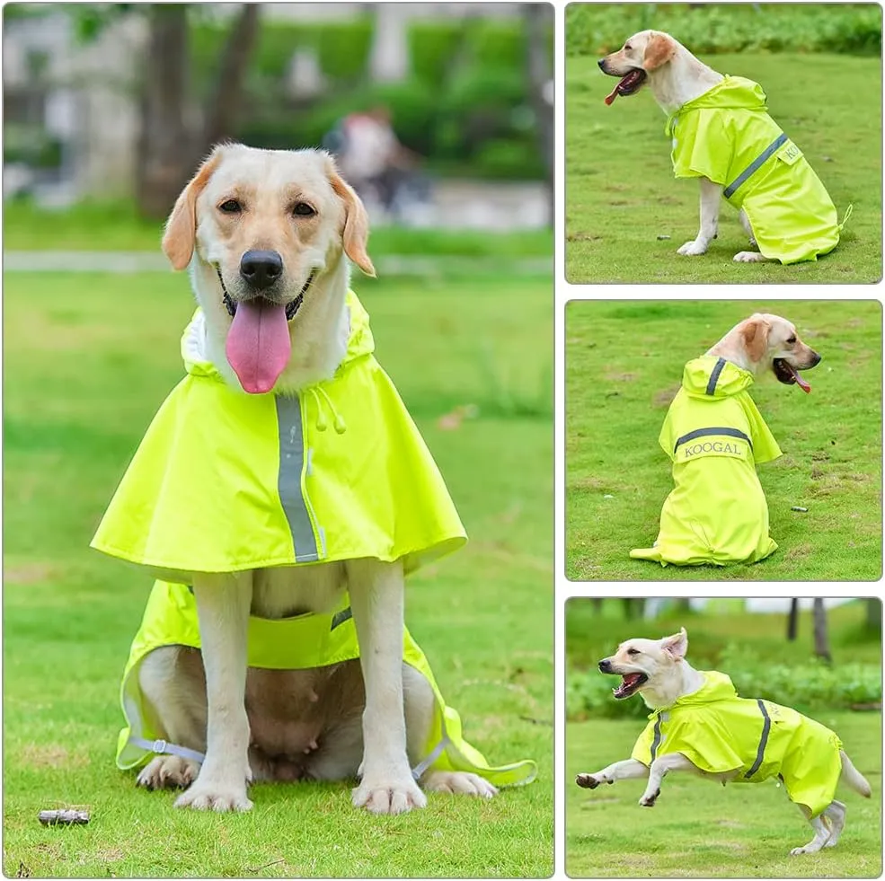 Pet Large Dog Raincoat Apparel Poncho Waterproof for Medium Large Sized for Dog Raincoat Clothes Jacket(Fluor Yellow,6XL)