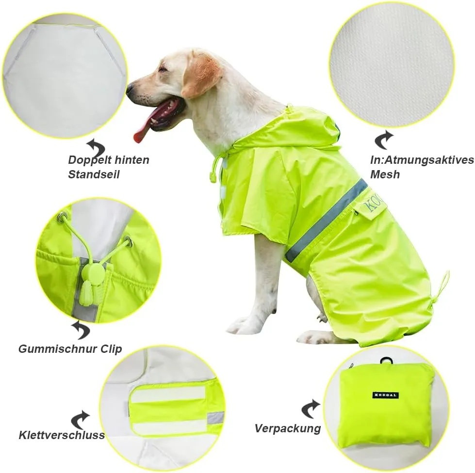 Pet Large Dog Raincoat Apparel Poncho Waterproof for Medium Large Sized for Dog Raincoat Clothes Jacket(Fluor Yellow,6XL)