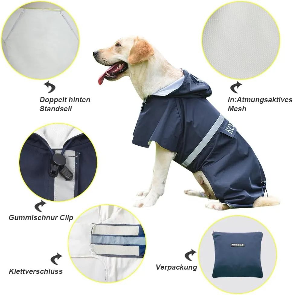 Pet Large Dog Raincoat Apparel Poncho Waterproof for Medium Large Sized for Dog Raincoat Clothes (Navy Blue, 6XL)