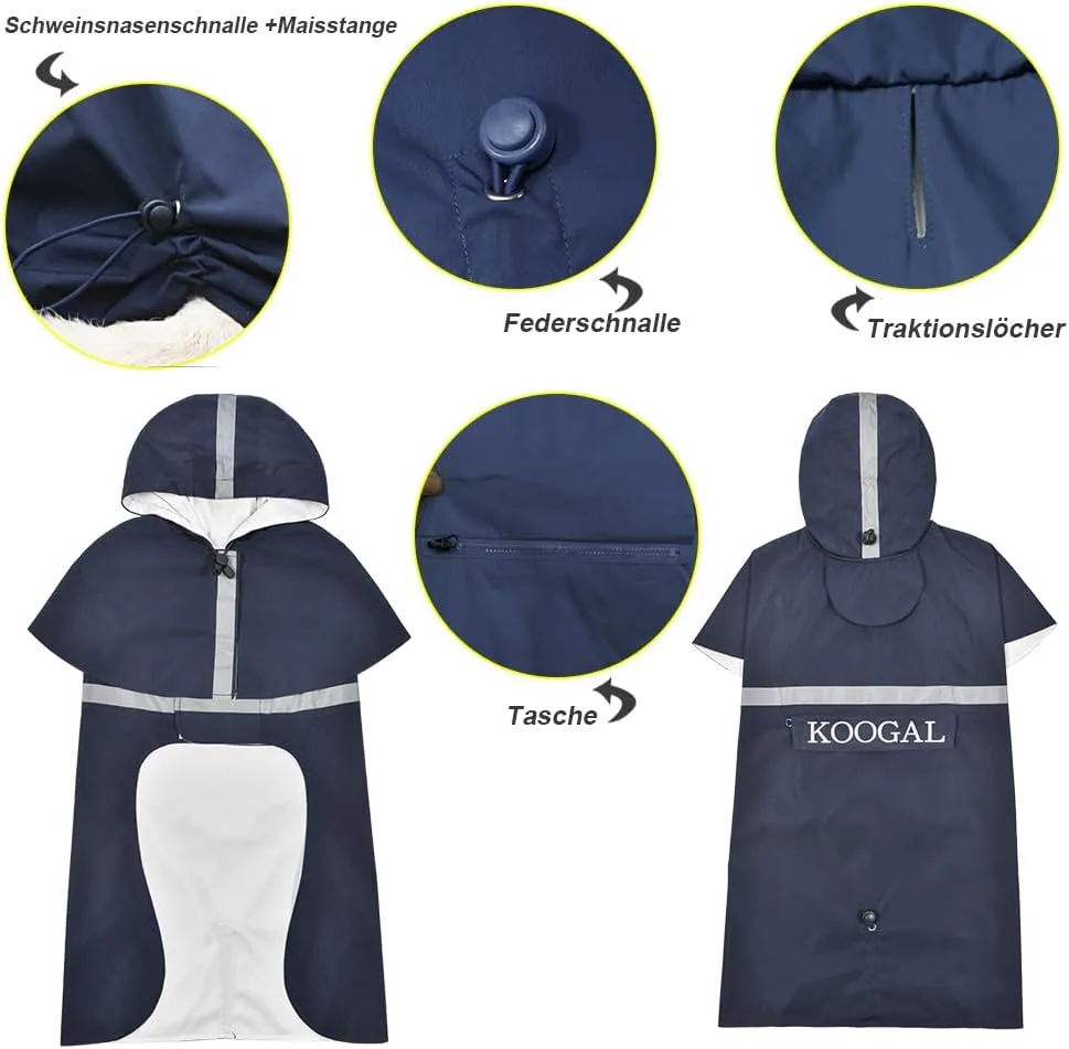 Pet Large Dog Raincoat Apparel Poncho Waterproof for Medium Large Sized for Dog Raincoat Clothes (Navy Blue, 6XL)