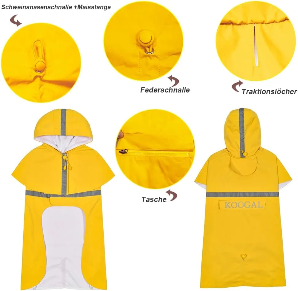 Pet Large Dog Raincoat Apparel Poncho Waterproof for Medium Large Sized for Dog Raincoat Clothes (Yellow, 6XL)