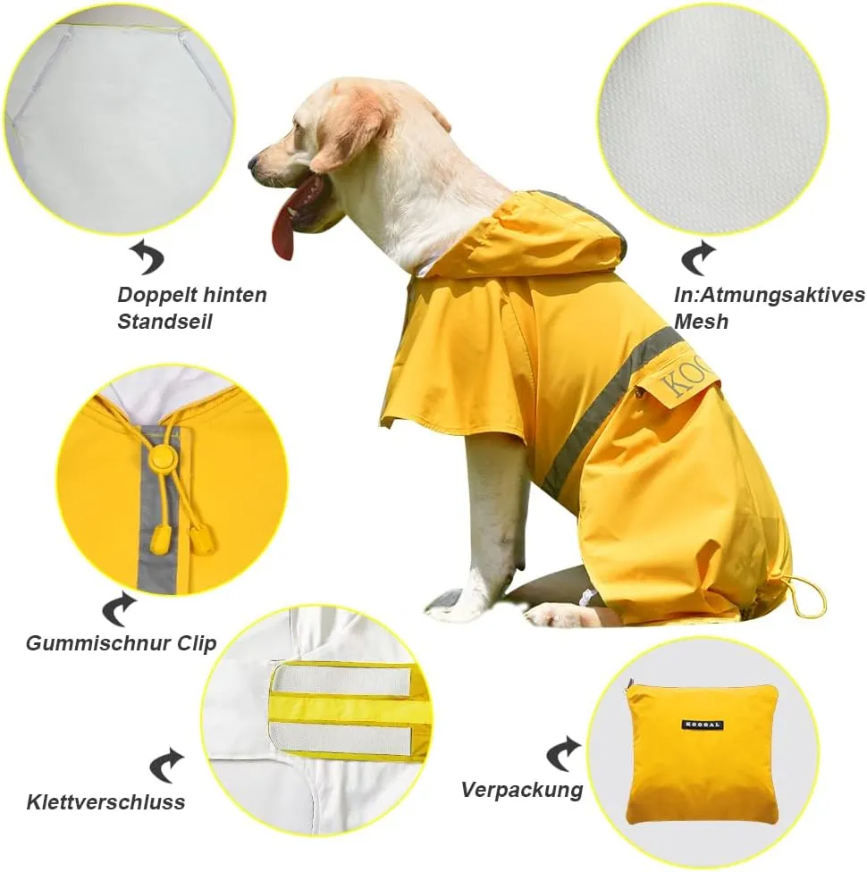 Pet Large Dog Raincoat Apparel Poncho Waterproof for Medium Large Sized for Dog Raincoat Clothes (Yellow, 6XL)