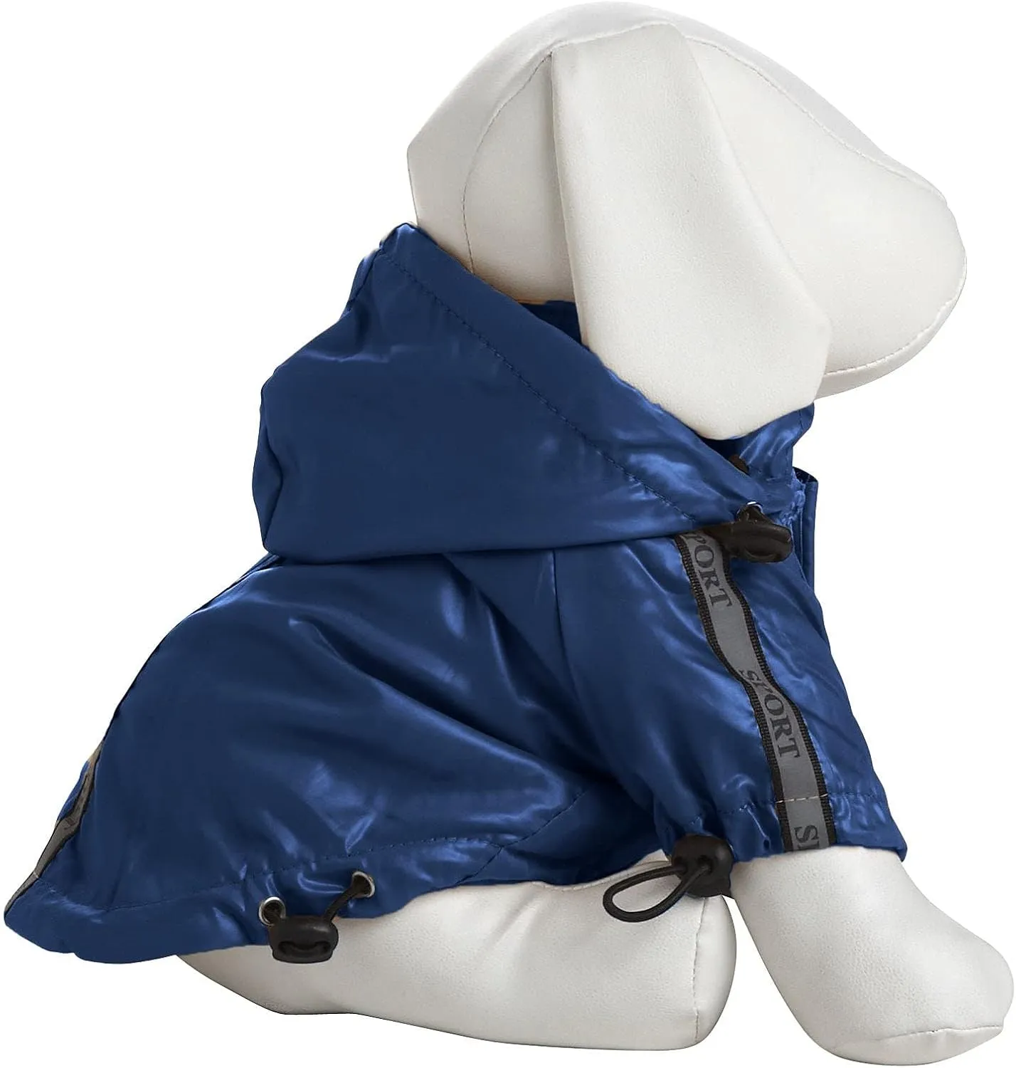 PET LIFE 'Reflecta-Sport' Fashion Insulated Adjustable and Reflective Windproof Water-Resistant Pet Dog Coat Jacket Rainbreaker w/ Removable Hood, Small, Dark Blue