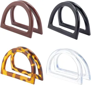 PH PandaHall 8-Pack D Shape Purse Handles 4 Color Leopard Handles Replacement Handbag Purse Handle Decorative Bag Handles for Summer Straws Beach Handbags Macrame Crocheted Purse Making 4.7x3.3 inch