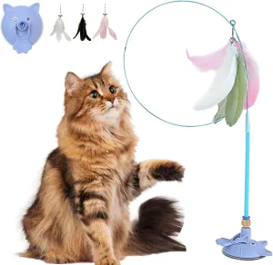 Puff Pet - Meowmastery Toy,Puff Pet MeowMastery Toy,Meow Mastery Teaser Wand,Exercise and Entertainment for Active Felines (Blue)