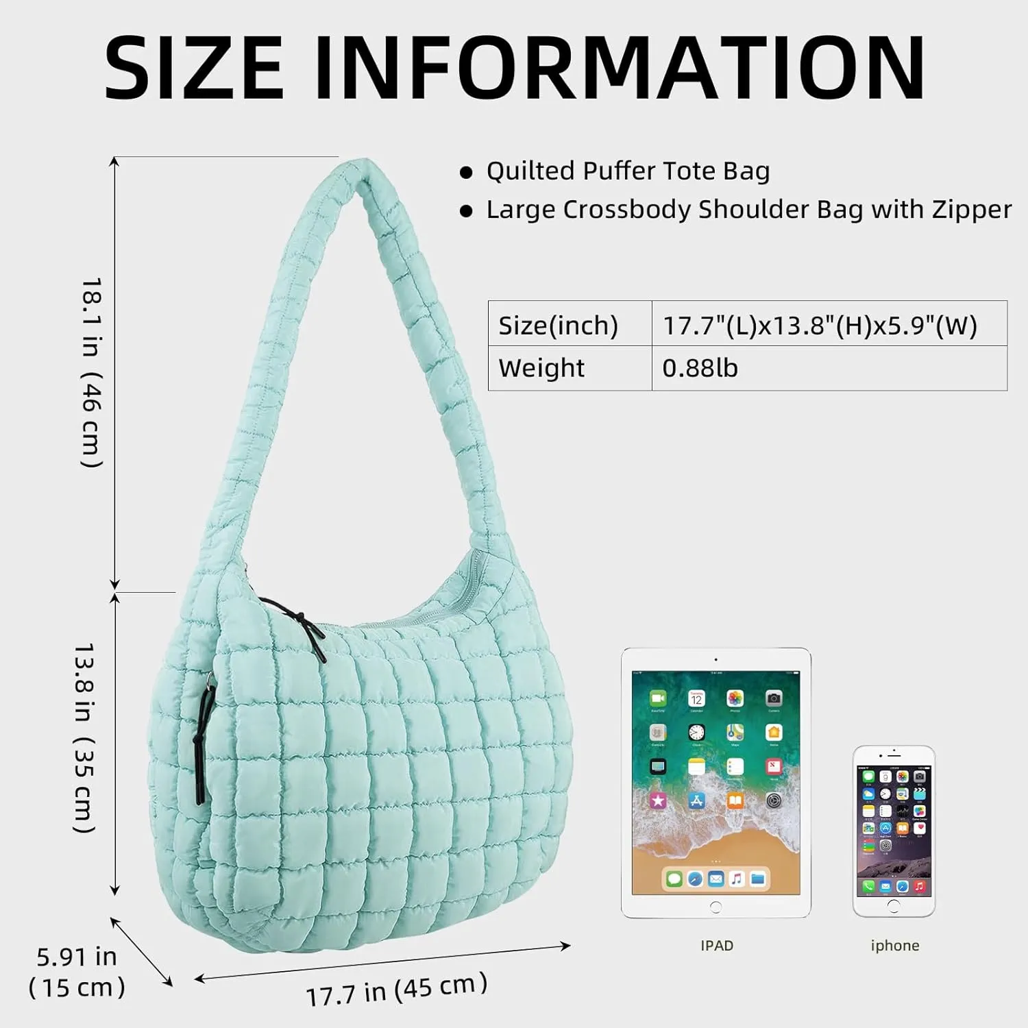 Puffer Quilted Shoulder Bag Large Puffer Tote Bag for Women,Hobo Quilted Tote Bag Crossbody Shoulder Handbags Puff Purse