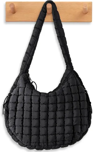 Puffer Quilted Shoulder Bag Large Puffer Tote Bag for Women,Hobo Quilted Tote Bag Crossbody Shoulder Handbags Puff Purse